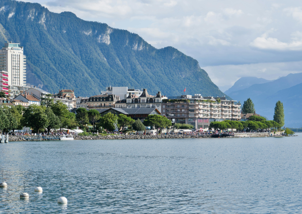 vue des berges d'un lac en suisse