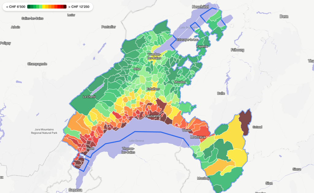 carte des prix canton de vaud - estimation immobilière